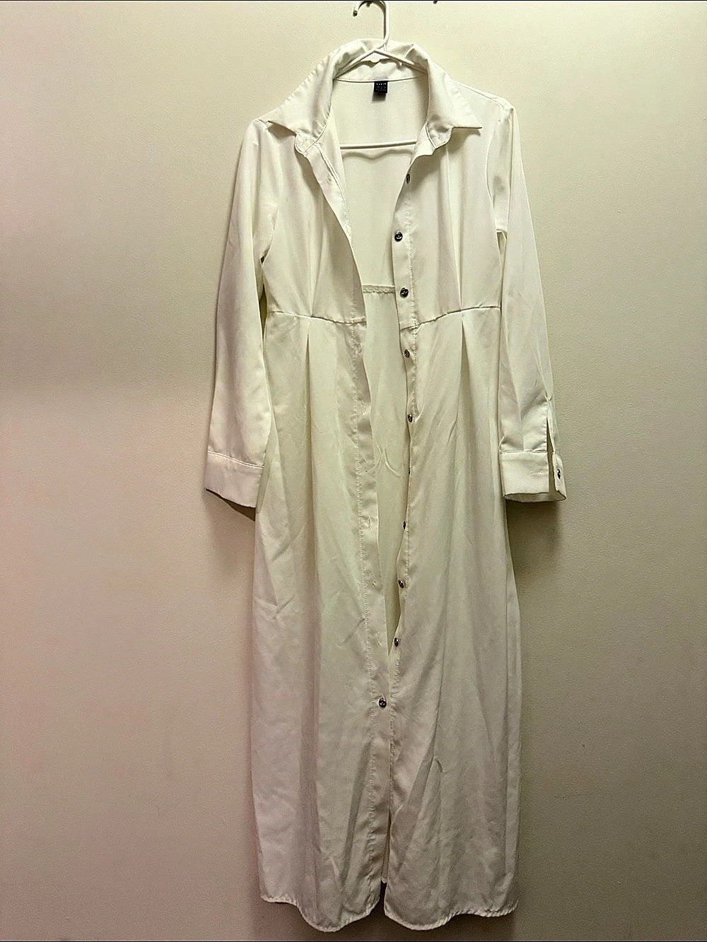 SHEIN White Maxi Shirt Dress Size Medium Like New